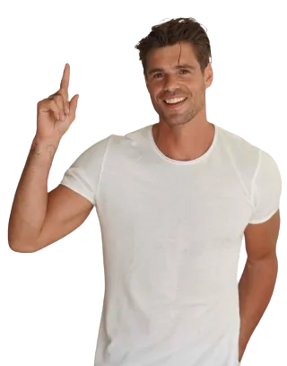 Happy man showing GoNanny FAQ